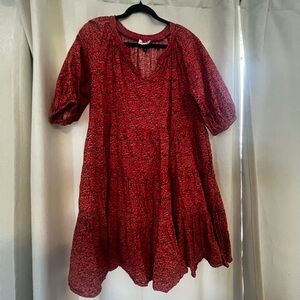 Universal Thread Red Floral V-Neck Midi Dress